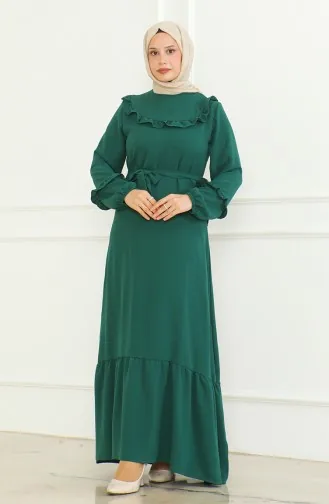 فستان آيروبين بحزام 0478-01 أخضر زمردي 0478-01