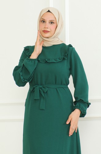 Robe A Ceinture Et Froufrous Aerobin 0478-01 Vert Emeraude 0478-01