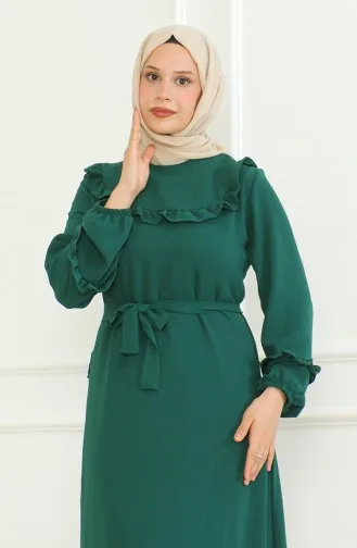 فستان آيروبين بحزام 0478-01 أخضر زمردي 0478-01