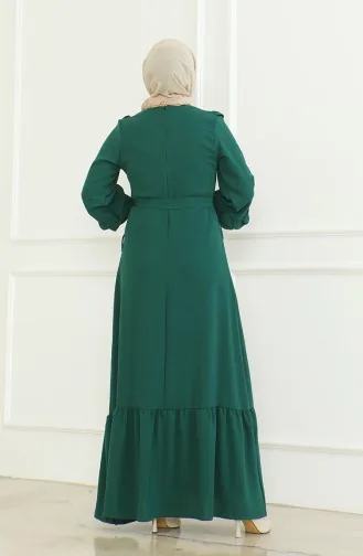 فستان آيروبين بحزام 0478-01 أخضر زمردي 0478-01