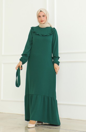 Robe A Ceinture Et Froufrous Aerobin 0478-01 Vert Emeraude 0478-01