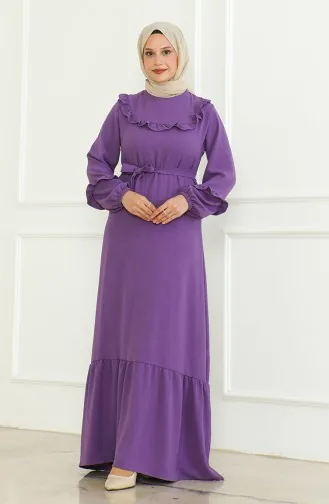 Aerobin-jurk Met Ruches En Riem En Riem 0478-02 Paars 0478-02