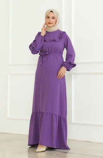 Aerobin-jurk Met Ruches En Riem En Riem 0478-02 Paars 0478-02