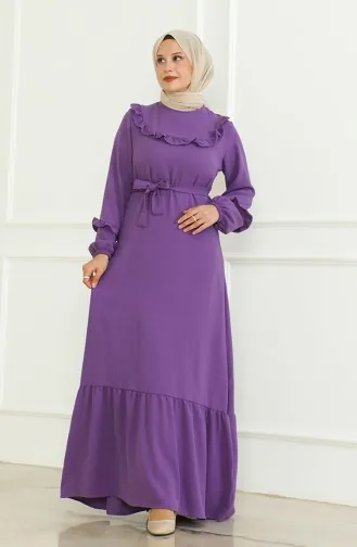 Aerobin-jurk Met Ruches En Riem En Riem 0478-02 Paars 0478-02