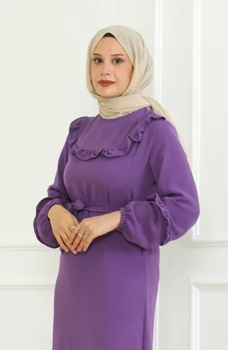 Aerobin-jurk Met Ruches En Riem En Riem 0478-02 Paars 0478-02