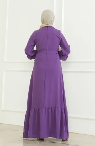 Aerobin-jurk Met Ruches En Riem En Riem 0478-02 Paars 0478-02