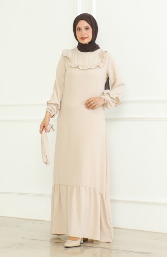 Robe A Ceinture Et Froufrous Aerobin 0478-03 Beige 0478-03