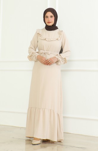 Robe A Ceinture Et Froufrous Aerobin 0478-03 Beige 0478-03