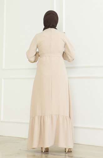 Robe A Ceinture Et Froufrous Aerobin 0478-03 Beige 0478-03