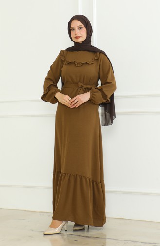 Robe A Ceinture Et Froufrous Aerobin 0478-05 Marron 0478-05
