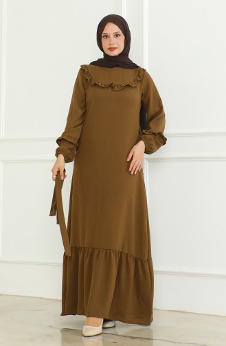 Robe A Ceinture Et Froufrous Aerobin 0478-05 Marron 0478-05