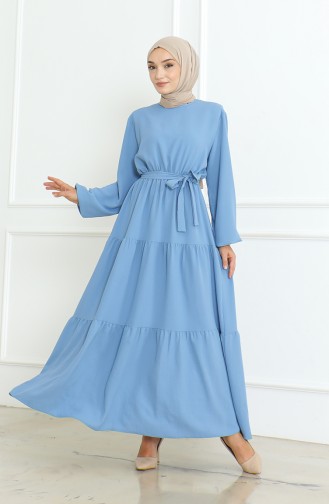 Robe A Ceinture En Tissu Aerobin 1016-03 Bleu Glace 1016-03