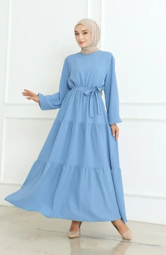 Robe A Ceinture En Tissu Aerobin 1016-03 Bleu Glace 1016-03