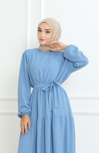 Robe A Ceinture En Tissu Aerobin 1016-03 Bleu Glace 1016-03