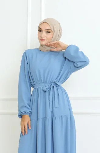 Robe A Ceinture En Tissu Aerobin 1016-03 Bleu Glace 1016-03