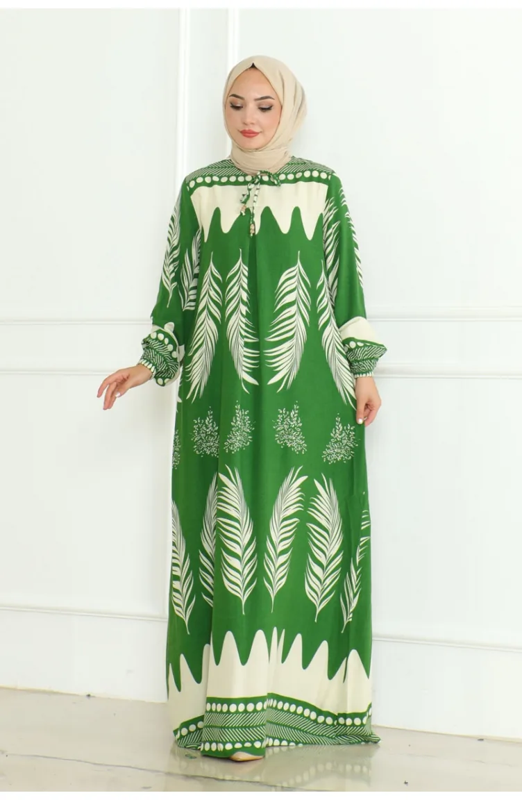 Robe Viscose Avec Col Noué 1136-06 Vert 1136-06