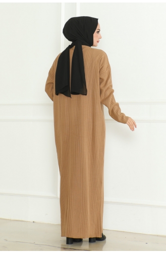 Effen Gebreide Jurk Met Halve Coltrui 252-03 Camel 252-03