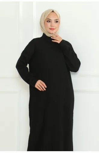 Robe Tricotée à Col Roulé 252-05 Noir 252-05