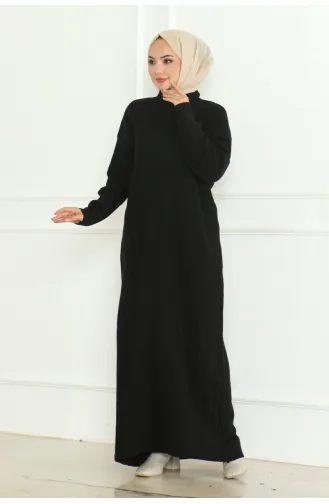 Robe Tricotée à Col Roulé 252-05 Noir 252-05