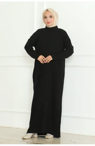 Robe Tricotée à Col Roulé 252-05 Noir 252-05