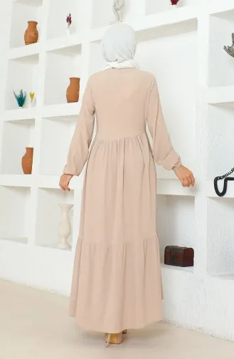 Bürümcük Kumaş Büzgülü Fermuarlı Ferace 1018-02 Vizon