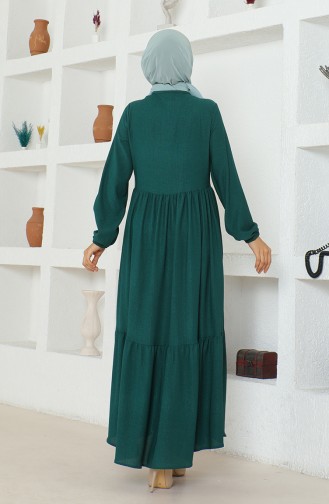 Crepe Fabric Shirred Zippered Abaya 1018-04 Emerald Green 1018-04