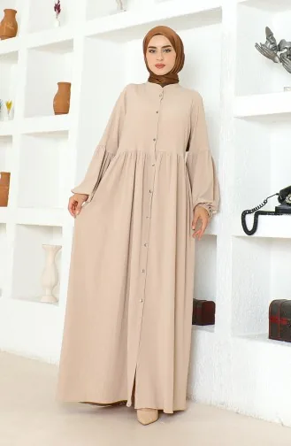 Crepe Fabric Judge Collar Abaya 1022-03 Stone 1022-03