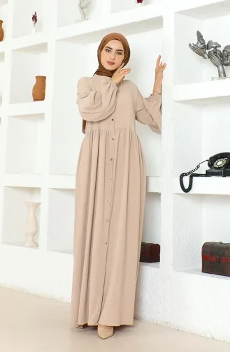 Crepe Fabric Judge Collar Abaya 1022-03 Stone 1022-03
