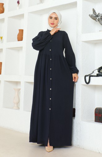 Bürümcük Stof Judge Collar Abaya 1022-06 Marineblauw 1022-06