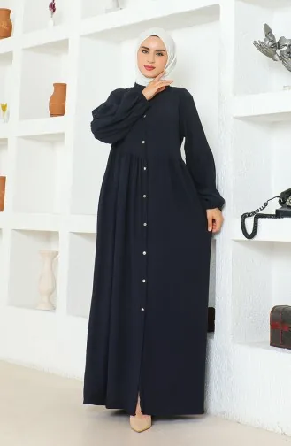 Bürümcük Stof Judge Collar Abaya 1022-06 Marineblauw 1022-06