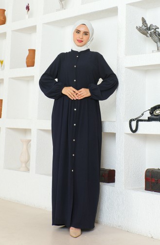 Bürümcük Stof Judge Collar Abaya 1022-06 Marineblauw 1022-06