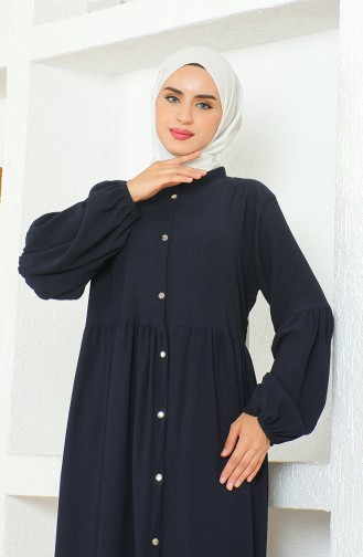 Bürümcük Stof Judge Collar Abaya 1022-06 Marineblauw 1022-06