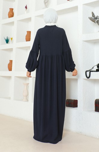 Bürümcük Stof Judge Collar Abaya 1022-06 Marineblauw 1022-06