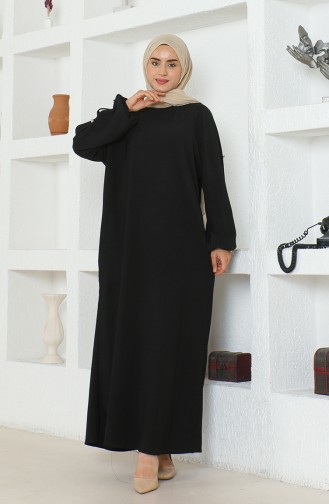 Crepe Fabric Dress Abaya 1023-01 Black 1023-01