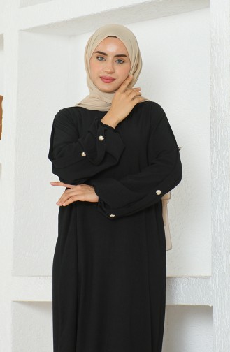 Crepe Fabric Dress Abaya 1023-01 Black 1023-01