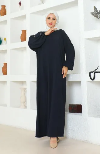 Bürümcük Kumaş Elbise Ferace 1023-02 Lacivert