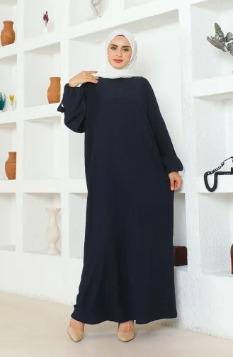 Bürümcük Kumaş Elbise Ferace 1023-02 Lacivert