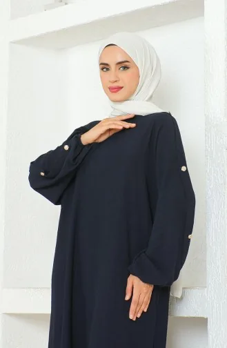 Bürümcük Kumaş Elbise Ferace 1023-02 Lacivert