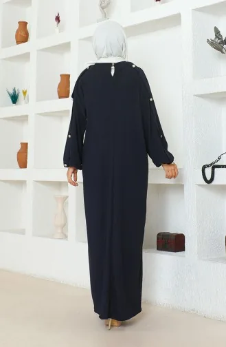Bürümcük Kumaş Elbise Ferace 1023-02 Lacivert