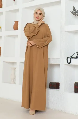 Crepe Fabric Dress Abaya 1023-04 Mink 1023-04