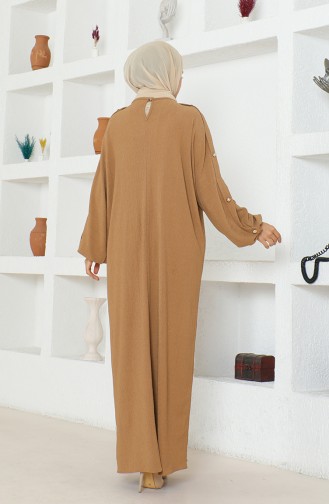 Bürümcük Kumaş Elbise Ferace 1023-04 Vizon