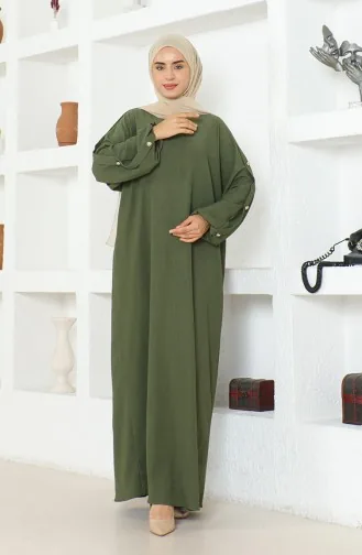 Bürümcük Kumaş Elbise Ferace 1023-05 Haki