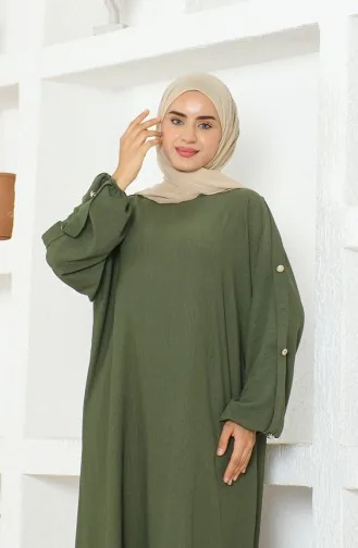 Bürümcük Kumaş Elbise Ferace 1023-05 Haki
