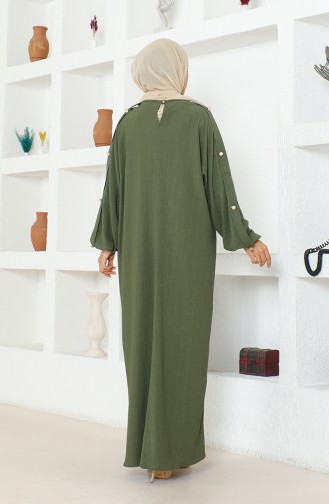 فستان عباية سادة 1023-05 أخضر عسكري  1023-05