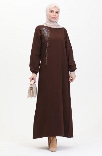 Robe De Soirée Crepe Pierre 0480-05 Marron 0480-05