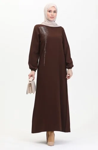 Stone Crepe Abendkleid 0480-05 Braun 0480-05