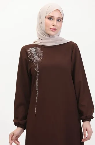 Stone Crepe Abendkleid 0480-05 Braun 0480-05