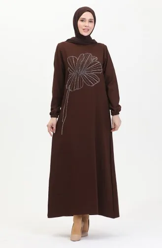 Stone Crepe Evening Dress 0481-01 Brown 0481-01
