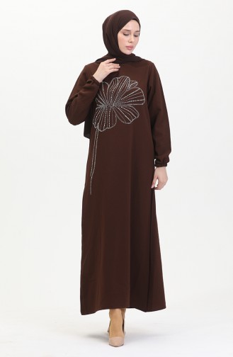 Stone Crepe Abendkleid 0481-01 Braun 0481-01