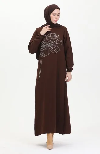 Stone Crepe Evening Dress 0481-01 Brown 0481-01